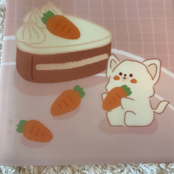 Cute Animal and Carrot Cake Print Binder Folder With 5 Plastic Sleeves. - Picture 2 of 10